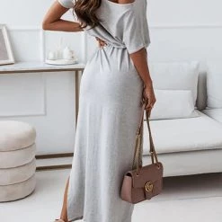 Levency Dew Shoulder Slit Belted Bat Dress 31 Levency Dew Shoulder Slit Belted Bat Dress