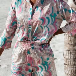 Levency New In Print Tie Blouse Short Set 20 Levency New In Print Tie Blouse Short Set