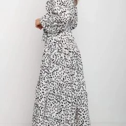 Levency New In Print Belted Long Sleeve Maxi Dress