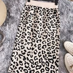 Levency Knit Leopard Print Bodycon Skirt New In