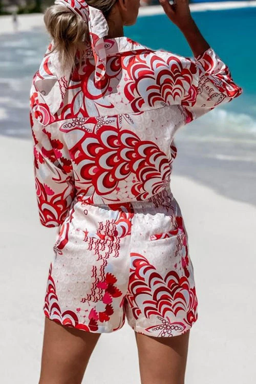 Levency New In Print Tie Blouse Short Set 10 Levency New In Print Tie Blouse Short Set