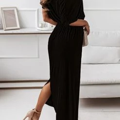 Levency Dew Shoulder Slit Belted Bat Dress 35 Levency Dew Shoulder Slit Belted Bat Dress