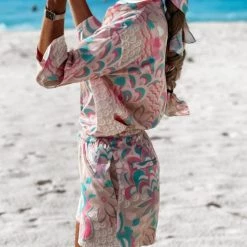 Levency New In Print Tie Blouse Short Set 24 Levency New In Print Tie Blouse Short Set