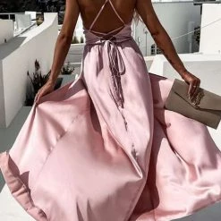 Levency Satin Slit Slip Maxi Dress