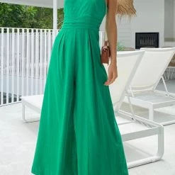 Levency One Shoulder Straps Wide Leg Jumpsuits New In