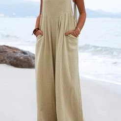 Levency Adjustable Straps Pockets Wide Leg Jumpsuits New In