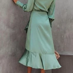 Levency Ruffle Trim Wrap Maxi Dress New In