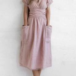 Levency New In Pockets V Neck Kimono Dress