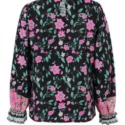 Levency Floral Ruffles Balloon Sleeves Blouse New In