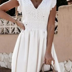 Levency New In Come To Me At Night Ruffles V Neck Dress