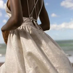 Levency New In V Neck Backless Tiered Maxi Dress