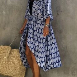 Levency Leaf Belted Kimono Cardigan