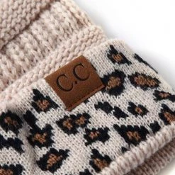 Levency New In Animal Print Messy Bun Beanie