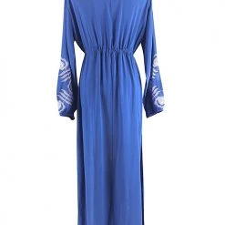 Levency Embroidered Drawstring Long Sleeve Caftan New In