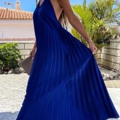 Levency Breeze Slip Pleated Maxi Dress