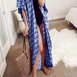 Levency Leaf Belted Kimono Cardigan