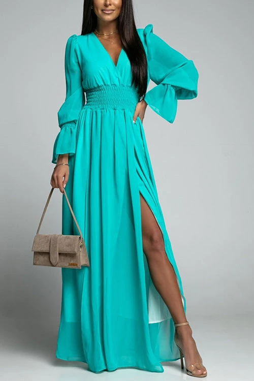 Levency New In Empire Waist V Neck Slit Maxi Dress 1 Levency New In Empire Waist V Neck Slit Maxi Dress