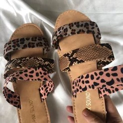 Levency New In Miami Snakeskin Tri Strap Sandals