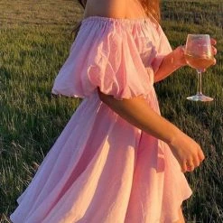 Levency New In Off Shoulder Puff Sleeve Mini Dress