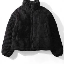 Levency Corduroy Stand Collar Puffer Coat