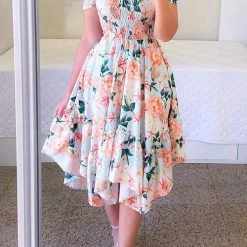 Levency Shirred Bodice Off Shoulder Flap Asymmetric Dress New In