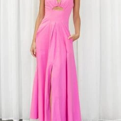 Levency Cut Out Backless V Neck Maxi Dress