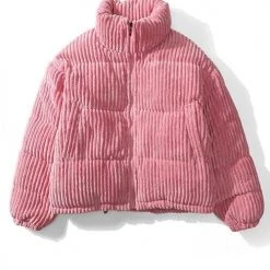 Levency Corduroy Stand Collar Puffer Coat