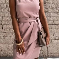 Levency New In One Shoulder Belted Mini Dress