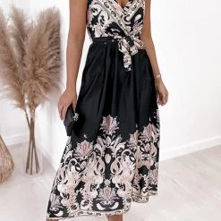 Levency New In Paisley Print V Neck Slip Maxi Dress