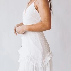 Levency Textured Ruffles Slip Mini Dress