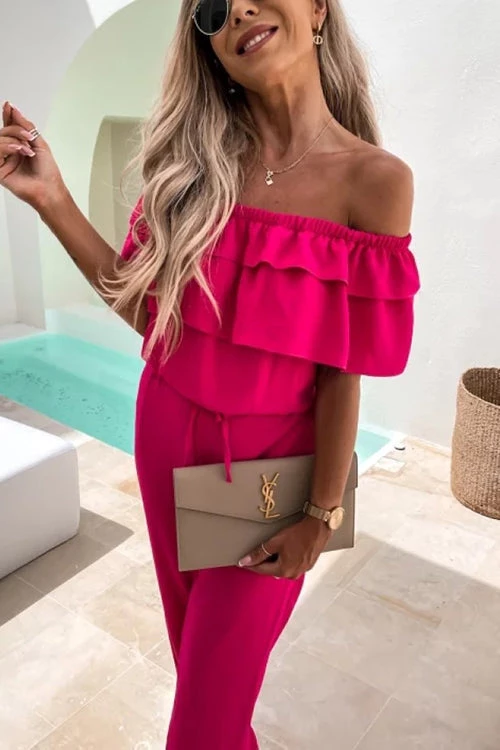 Levency Ruffles Off The Shoulder Drawstring Jumpsuits 12 Levency Ruffles Off The Shoulder Drawstring Jumpsuits