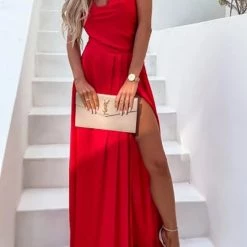 Levency Satin Slit Slip Maxi Dress