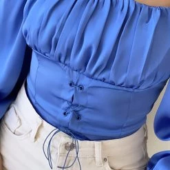 Levency Square Neck Lace Up Top