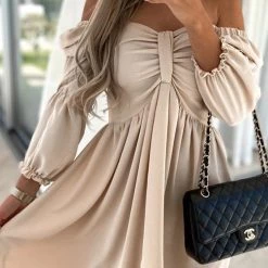 Levency New In Off Shoulder Seven Sleeve Mini Dress