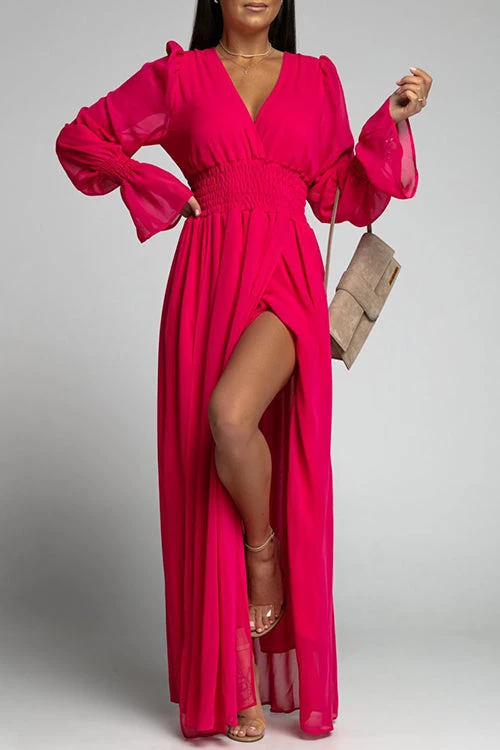 Levency New In Empire Waist V Neck Slit Maxi Dress 2 Levency New In Empire Waist V Neck Slit Maxi Dress