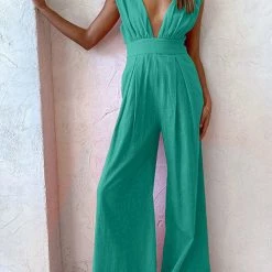 Levency Deep V-neck Sleeveless Jumpsuit