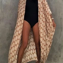 Levency Leaf Belted Kimono Cardigan