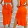 Levency Crop Tank Top & Split Hem Skirt Set New In