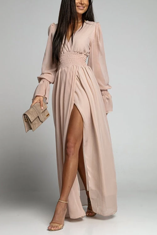 Levency New In Empire Waist V Neck Slit Maxi Dress 4 Levency New In Empire Waist V Neck Slit Maxi Dress