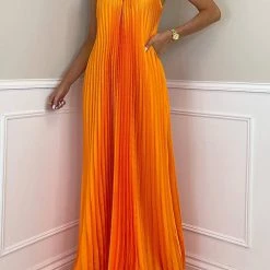 Levency Breeze Slip Pleated Maxi Dress