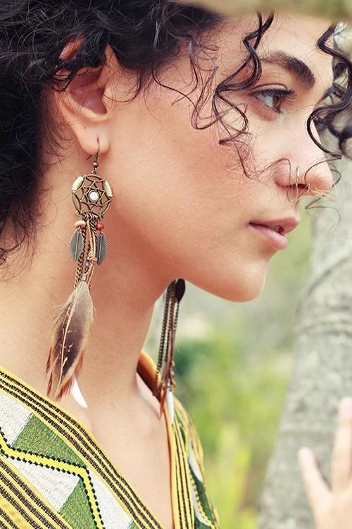 Levency Feather Dreamcather Earring 1 Levency Feather Dreamcather Earring