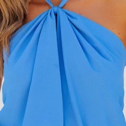 Levency New In Pocketed Halter Neck Backless Romper