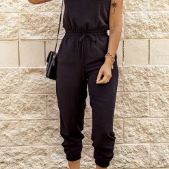Levency Drawstring Waist Spaghetti Straps Jumpsuit New In