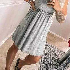 Levency New In Ruffles Waist Tank Mini Dress