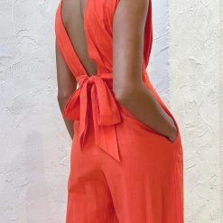 Levency Deep V-neck Sleeveless Jumpsuit