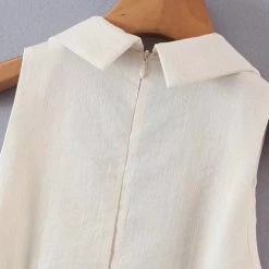 Levency New In Lapel V Neck Sleeveless Romper With Belt