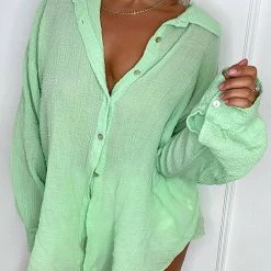 Levency New In Oversize Button Mini Shirt Dress