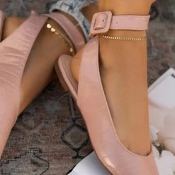 Levency Croc Embossed Slingback Flat Pumps