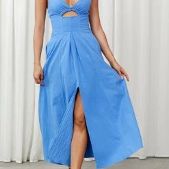 Levency Cut Out Backless V Neck Maxi Dress