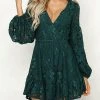 Levency Lace V Neck Puff Sleeve Mini Dress New In